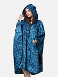 Poncho pluie femme bleu à fleur