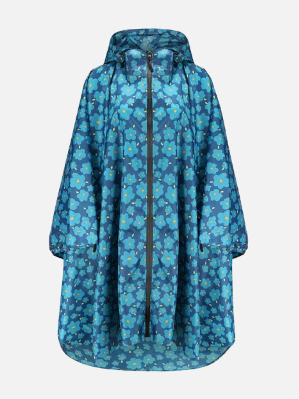 Poncho pluie femme bleu à fleur
